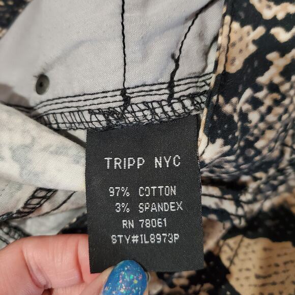 Tripp NYC Daang Goodman Python Snake Print Skinny Jeans Women Junior Size 13 Y2K - Picture 9 of 11
